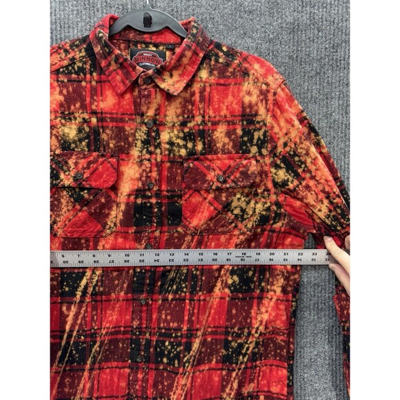 Angry Minnow Vintage Flannel Button Shirt Size Large Red Wonder Woman Plaid - Picture 9 of 10